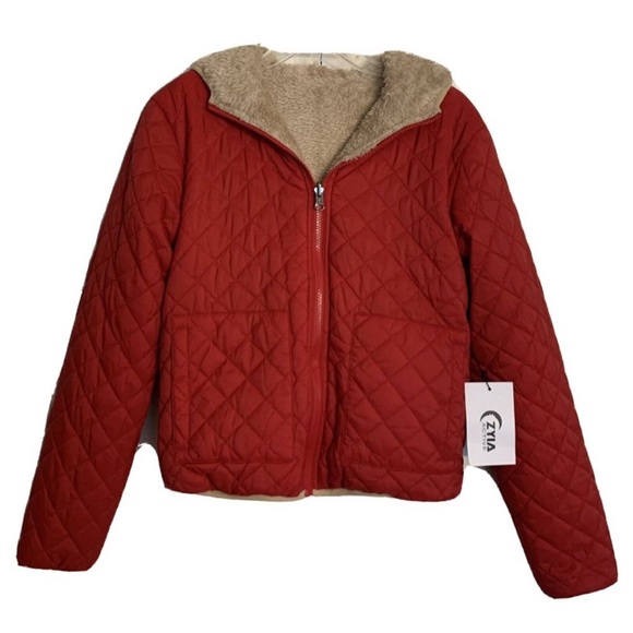 Zyia Active ~ Red Reversible Hooded Jacket Small new with tags and garment bag - Picture 2 of 6
